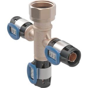 Collecteur Geberit 653434001 avec raccords à sertir FlowFit, 3 voies